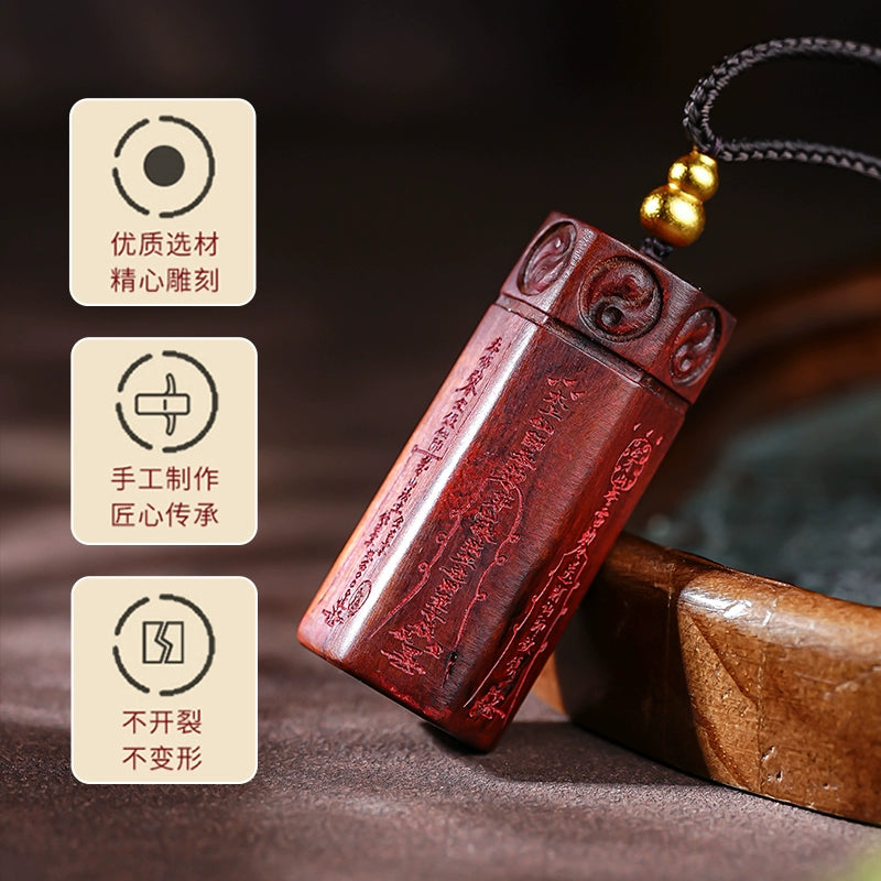 雷击木乾坤六棱聚财杵天然老料枣木护身符吊坠